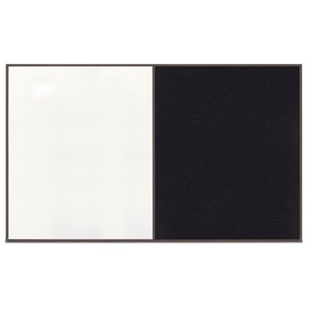 UNITED VISUAL PRODUCTS Double Door Radius Corkboard, 42"x32", Bla UV70025RC-BLACK-BUFF